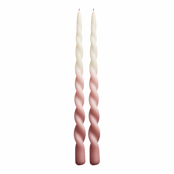 Twist Candle - Box of 2 - Dip-dye Rose